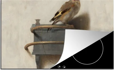 Produktbild von KitchenYeah© Herdabdeckplatte Stieglitz - Alter Meister - Carel Fabritius , 89x51cm, Küche Deko, Glaskeramikkochfeld Herdabdeckung, Abdeckplatte fùr Kochfeld