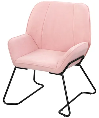 Produktbild von Wohnzimmersessel mit breitem, gepolstertem Samtsitz, Metallbeinen, Rosa