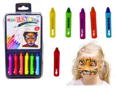 Produktbild von Lean Toys Zestaw Kredek Do Malowania Twarzy Kolorowe 6 Sztuk