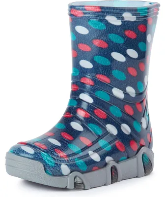 Produktbild von Ladeheid Kinder Mädchen Jungen Gummistiefel Gefüttert SwkBW (Dunkelblau Punkte, 25/26)