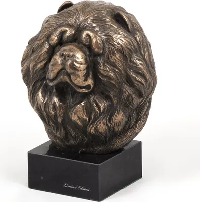 Immagine prodotto di Čau-čau: Scultura di un cane, busto su piedistallo in pietra, statua, trofeo per esposizioni canine del marchio Art-Dog