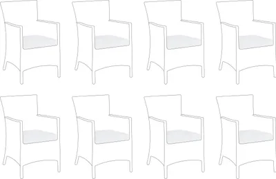 Produktbild von BELIANI 8 Kissenbezüge für Stühle Cremeweiß Polyester Gartenstuhl Gartenmöbel