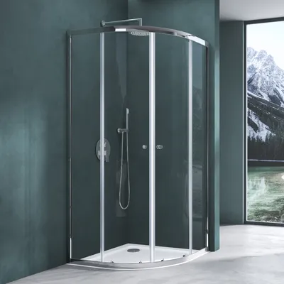 Produktbild von Mai & Mai Duschkabine 90x90 viertelkreis Dusche Duschabtrennung mit 2 Schiebetüren inkl. Duschtasse ESG-Sicherheitsglas Nano-Beschichtung Ravenna32K