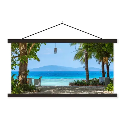 Produktbild von MuchoWow® Textilposter Tropisch - Strand - Meer 150x75 cm mit schwarzem Rahmen - Posterleiste