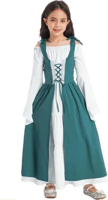 Produktbild von Mädchen Mittelalter Kostüm Gr. 146-152 Cm Kinder Trachtenkleid für Oktoberfest Halloween Fasching Kostüme Verkleidung