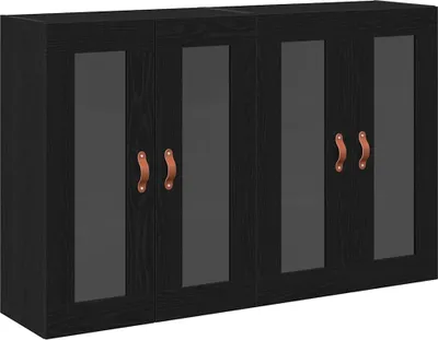 Produktbild von Wandschränke 2 pcs Schwarz Eichen-Optik 69,5 x 34 x 90 cm