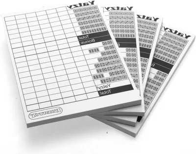Productafbeelding van Yatzy Scoreblokken - Dobbelspel Vellen - Spelletjes Avond - Harde Scoreblokken - 200 Vellen - Wit