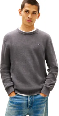 Image de Pull Tommy Jeans pour hommes, coupe slim, couleur gris (noir délavé), taille M