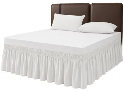 Obrázok produktu pre Solidchoice – Elegantná prikrývka na posteľ z 100% organickej bavlny, biela, výška 45 cm, vhodná pre posteľ 180 x 200 cm