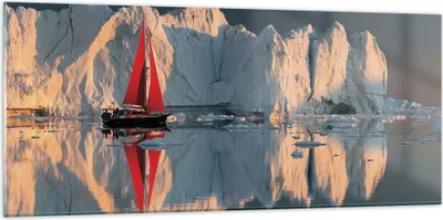 Produktbild von Bilder auf glas - Einteilig - Gletscher Ozean Grönland - 120x50cm - Glasbilder - Wandbilder - Bilder - zum Aufhängen bereit - Wanddekoration aus Glas - Glas Bilder - Wandbild auf Glas - GAB120x50-4996