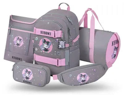 Produktbild von Baagl Schulrucksack Set Mädchen 5 Teilig Schultasche 25 l - Kuromi Grey