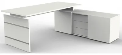 Produktbild von Komplettarbeitsplatz Form 4 mit Schreibtisch und Sideboard weiß