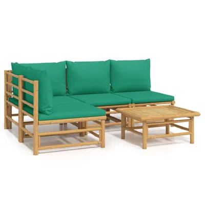 Immagine prodotto di set da giardino da 5 pezzi con cuscini in bambù verde
