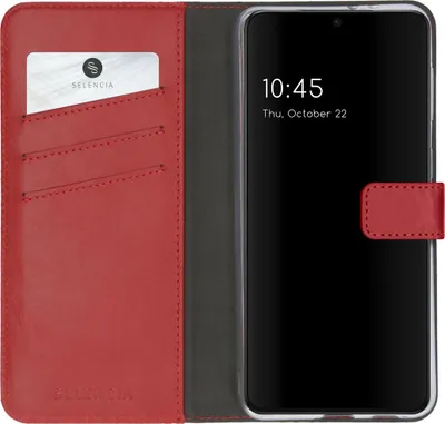 Immagine prodotto di Custodia a libro in vera pelle Selencia per Samsung Galaxy S21 - Rosso