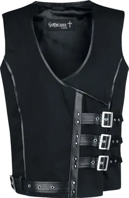 Produktbild von Gothicana by EMP Herren schwarze Weste mit Schnallen L