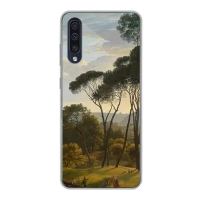 Produktbild von MuchoWow® Handyhülle Schutzhülle Hülle für Samsung Galaxy A30s Italienische Landschaft mit Zirbelkiefer - Gemälde von Hendrik Voogd Silikon Softcase Handy Hülle - Karteninhaber