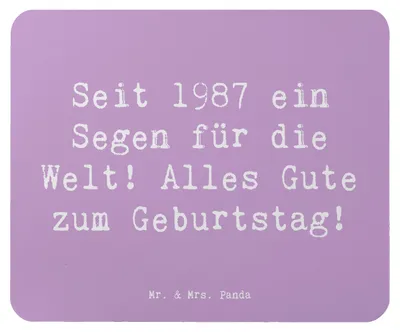 Produktbild von Mr. & Mrs. Panda Mauspad Spruch 1987 Geburtstag - Lavendeltraum - Geschenk, laptop, liebevolles, Erinnerungen, Mouse Pad, Glückwunsch, pc, Geburtstagswünsche, Seit