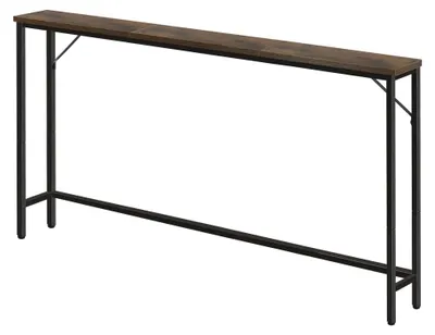 Productafbeelding van Slanke console tafel voor de hal - Compacte displaytafel in rustieke bruin tint