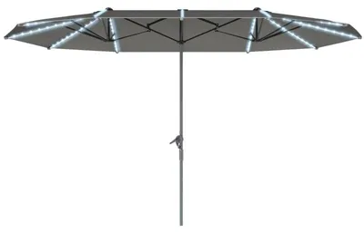 Image de Parasol double - Parasol de jardin - Parasol XXL - Parasol d'extérieur - Très grand - Éclairage LED solaire - Résistant au vent
