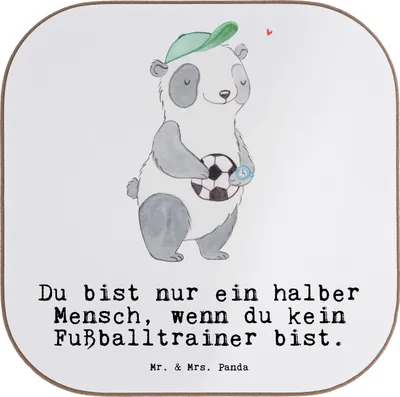 Produktbild von Mr. & Mrs. Panda Untersetzer für Gläser Fußballtrainer Herz - Weiß - Geschenk, Coaster, Tischuntersetzer, gläseruntersetzer, Fußballspiel, Lustig, Tasse, Glücksbringer