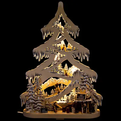 Produktbild von Lichterspitze Tanne Skipiste mit Raureif (56cm) von RATAGS Holzdesign