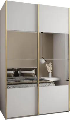 Produktbild von MEBLE KRYSPOL LUX 4 Schrank - 245,5x150x64cm - Weiß, Weiß, Gold
