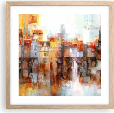 Produktbild von Gerahmtes Poster - Rahmen in heller Eiche - Stadt Mietshaus - 40x40 cm - Wand Bild - Wanddeko - Wandbilder - Kunstposter - Wandposter - Bilderrahmen - Bilder - Kunstdruck - Wandbild - P2NAC40x40-3476