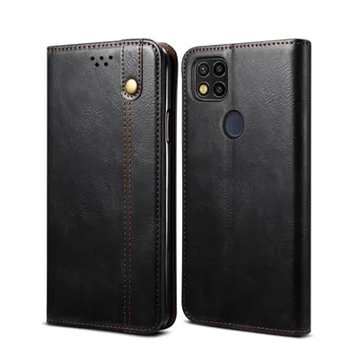 Obrázek produktu pro Pouzdro pro Xiaomi Redmi 9C, kožené flip pouzdro peněženka s funkcí stojánku černé
