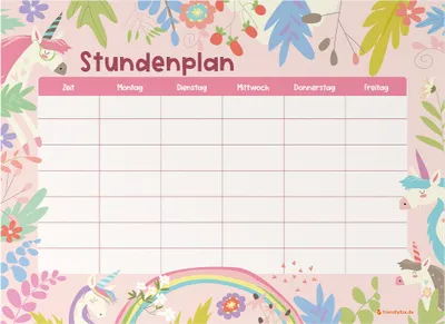 Produktbild von Friendly Fox magnetischer Stundenplan Einhorn, Stundenplan abwischbar, Stundenplan 1. Klasse Mädchen