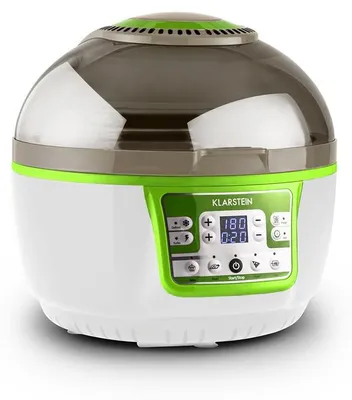 Obrázek produktu pro Horkovzdušná fritéza Klarstein VitAir Turbo - 1400 W horkovzdušná fritéza, objem 10 litrů, 50 až 230 °C, časovač, halogenové infračervené topné těleso, kopulovitý design, zeleno-bílá barva