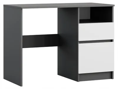 Produktbild von Schreibtisch 100 x 50 cm in Anthrazit-Weiß mit 1 Schublade und 2 Regalen, Computertisch für Jugendzimmer und Homeoffice