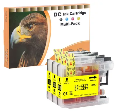 Produktbild von D&C 3X Gelb Druckerpatronen Kompatibel für Brother LC-123 LC123 XL für DCP-J152W DCP-J172W DCP-J4110DW DCP-J552DW DCP-J752DW MFC-J245 MFC-J4410DW MFC-J4510DW MFC-J4610DW MFC-J470DW J4710DW J650DW