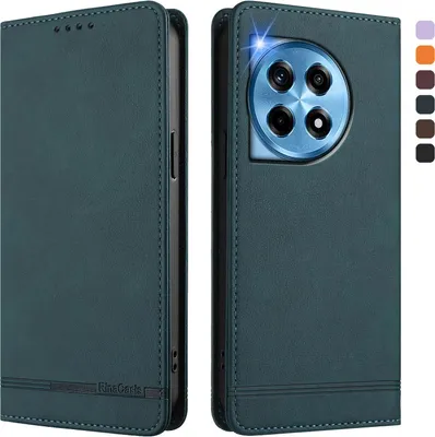 Produktbild von Hülle für OnePlus 12, Retro Kunstleder Ständer Klapphülle mit Kartenfächer und Magnetische Grün
