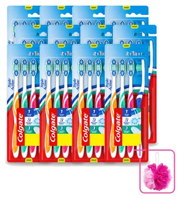 Imagen del producto de 12 cepillos de dientes Colgate Triple Acción, tamaño medio, pack ahorro - 12 unidades