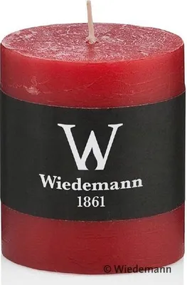 Produktbild von Stumpenkerze aus Paraffin, Rubin, Marble Rustik, Wiedemann, 80/68 mm, Brenndauer ca. 34h, durchgefärbt