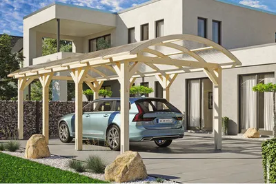 Produktbild von Einzelcarport SKAN HOLZ Franken inkl. Pfostenanker 376 x 755 cm natur