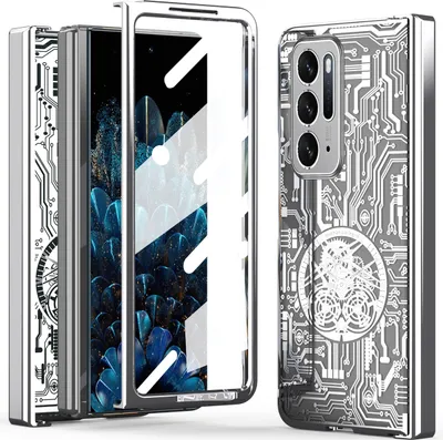 Produktbild von Oppo Find N Hülle, Luxus Galvanisierte Charnierschutz Kristallklare Schutzhülle mit Displayschutzfolie für Oppo Find N Silber
