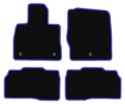 Zdjęcie produktu dla Dywaniki samochodowe welurowe CARLUX-BLUE do: Ford Explorer MK6 SU625 (2020-, SUV) czarne z niebieskim obszyciem, z mocowaniami