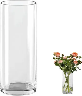 Produktbild von Famanu Glaszylinder-Vase 30 cm - große Kristallvase für Tischdekoration in Wohnzimmer, Küche, Büro, Hochzeit