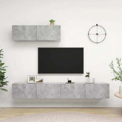 Produktbild von The Living Store TV-Schränke 3 Stk. Betongrau Holzwerkstoff
