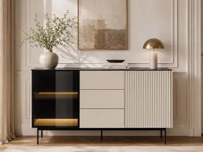 Produktbild von GrainGold Kommode Auroé - Kommode mit Schubladen und Türen - Sideboard, TV-Kommode - Kommode Kaschmir