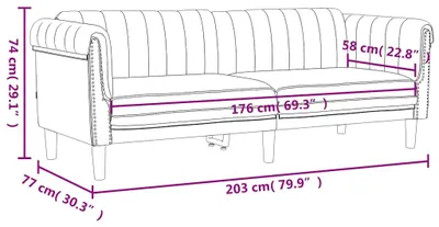 Produktbild von vidaXL Sofa 3-Sitzer Dunkelgrau Samt