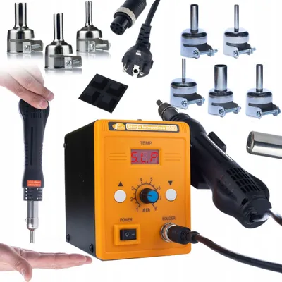 Productafbeelding van Soldeerbout Hot-Air 858D – 700W, 100–500°C | 8 Spuitmond Set, ESD Safe | Voor Elektronica En Plastic Lassen