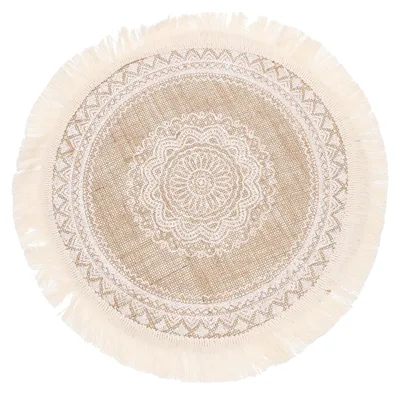 Productafbeelding van Gevlochten placemats - Rond ontwerp - Onderzetters voor de eettafel - Wit - 38 cm
