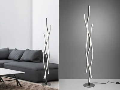 Produktbild von Trio Leuchten - Design Stehleuchte I Stehlampe I Standleuchte I Lampe I Leuchte Schwarz mit Silber inkl. LED Dimmbar - Blaze I Wohnzimmer I Schlafzimmer - Metall Andere - I (nicht austauschbare) LED