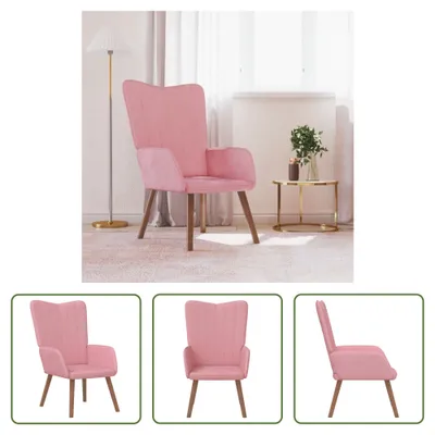 Image de The Living Store fauteuil inclinable en velours rose