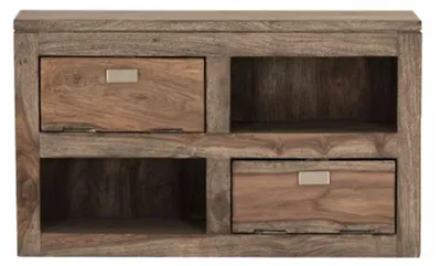 Immagine prodotto di MASSIVMOEBEL24 | mensola in legno di Sheesham / palissandro 66x25x38 grigio scuro oliato NATURE GREY #066
