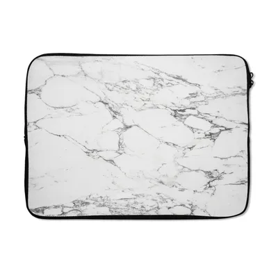 Produktbild von MuchoWow® Laptop Hülle 13 Zoll Schwarze Muster durch weißen Marmor Laptoptasche - Laptophülle - Sleeve - Rundumschutz