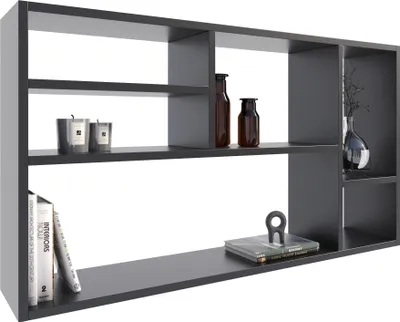 Produktbild von MATKAM Wandregal MILANO für Bücher und Dekorationen , Stilvolles Hängeregal für Ihr Zuhause (Schwarz)