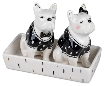 Produktbild von Salz und Pfefferstreuer Set MODERN TREND STYLE Bulldoggen Hunde Formano